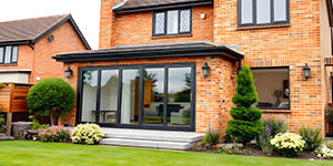 A brick home extension